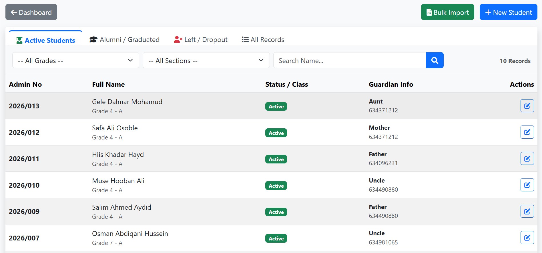 Student Records Interface